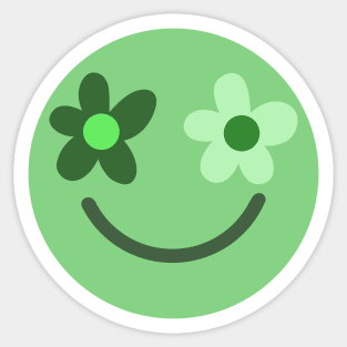 Green Happy Face Sticker